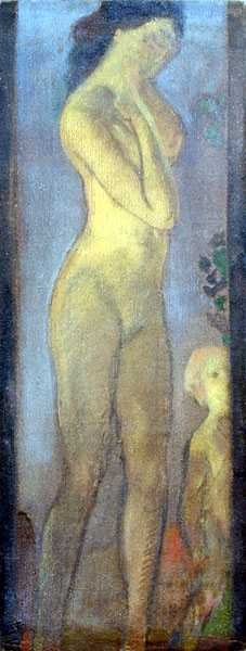 Mor og barn (olje på lerret) av Arthur Bowen Davies