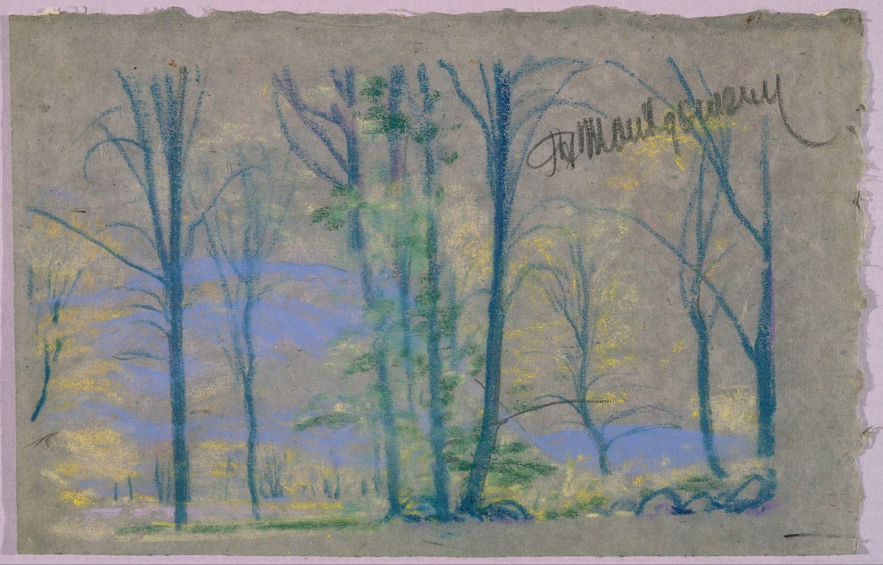 landskap med trær fra A.B. Davies bok, utgave -23, 50 av Arthur Bowen Davies