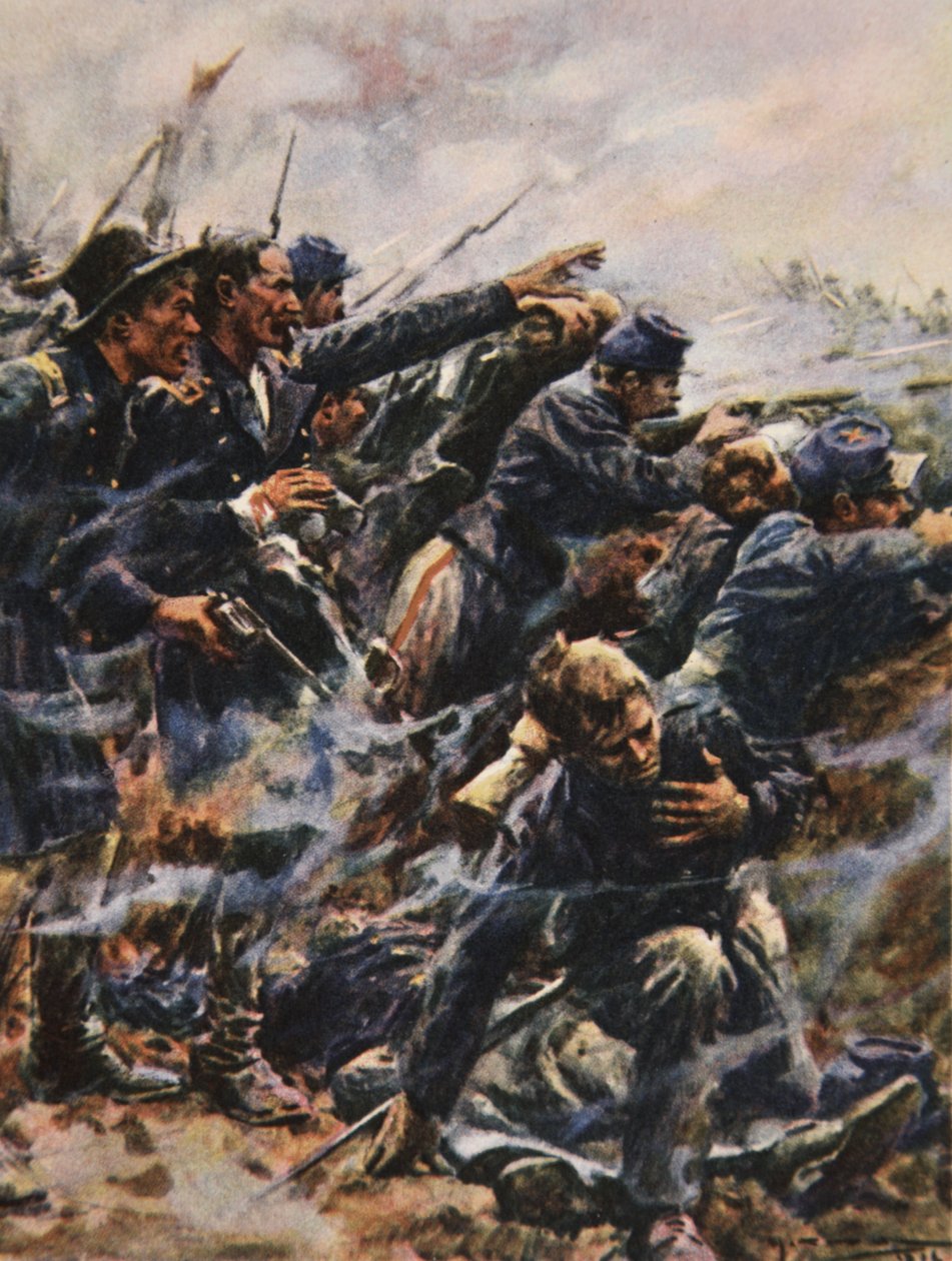 High Tide at Gettysburg, illustrasjon fra 'This Country of Ours, The Story of the United States' av HE Marshall av Arthur C. (after) Michael