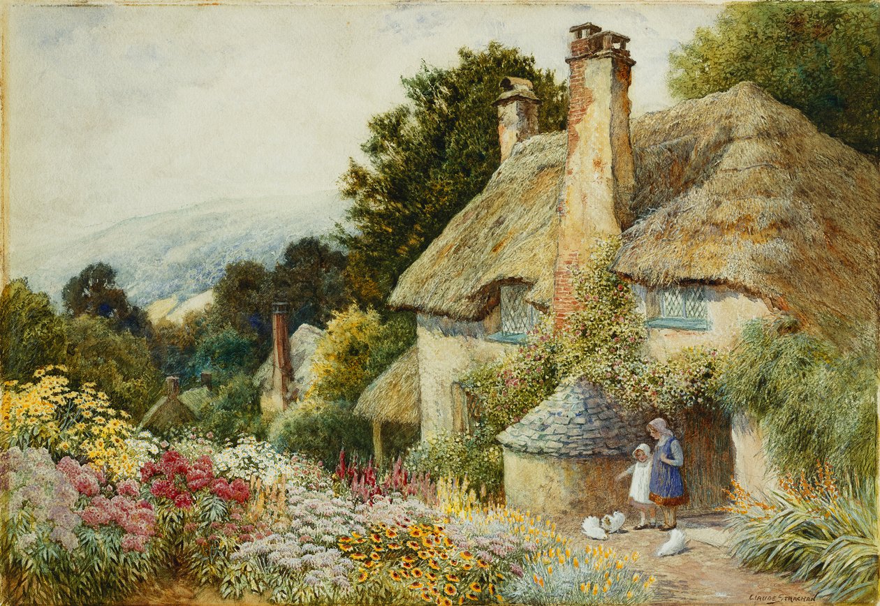 En hytte på Selworthy, nær Minehead av Arthur Claude Strachan