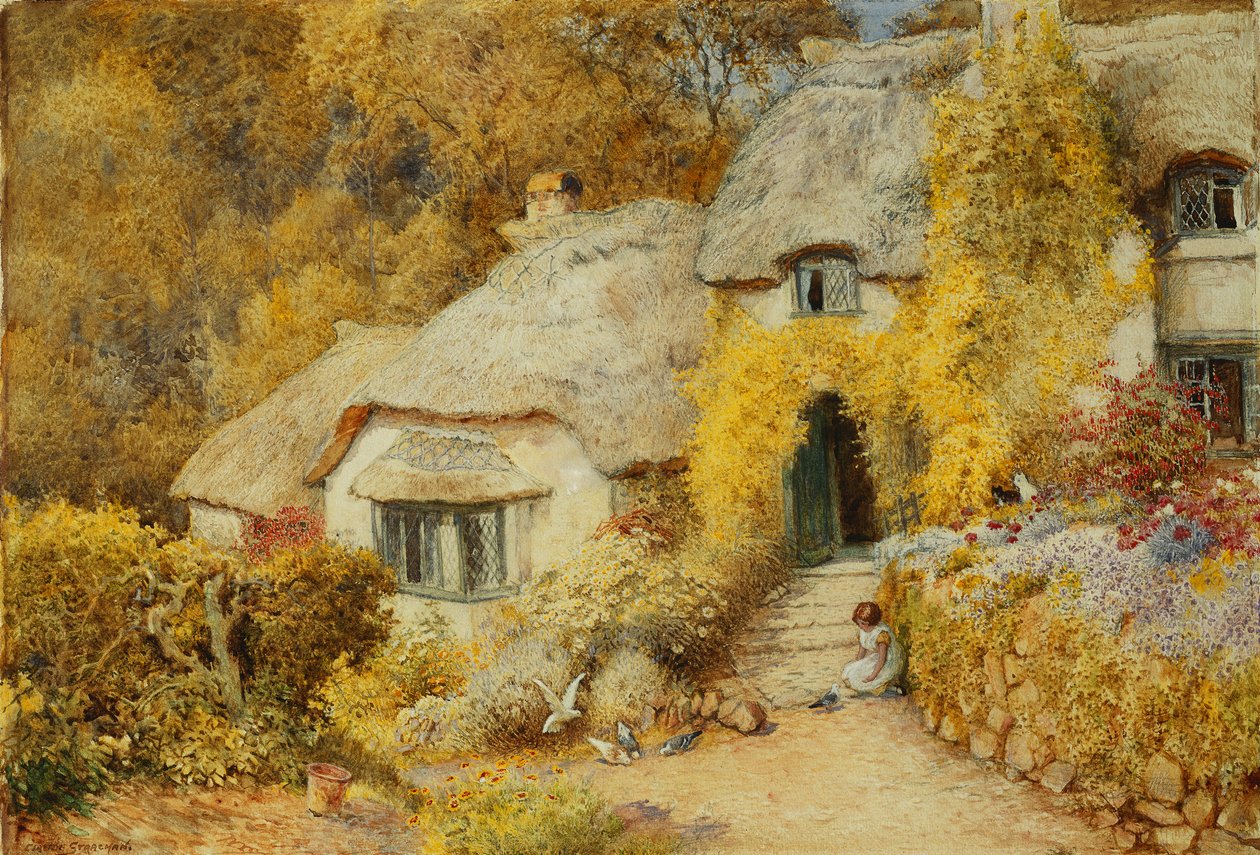 Hytter i Selworthy, Somerset av Arthur Claude Strachan