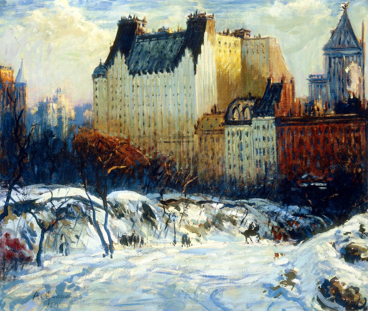 Utsikt over Plaza fra Central Park av Arthur Clifton Goodwin