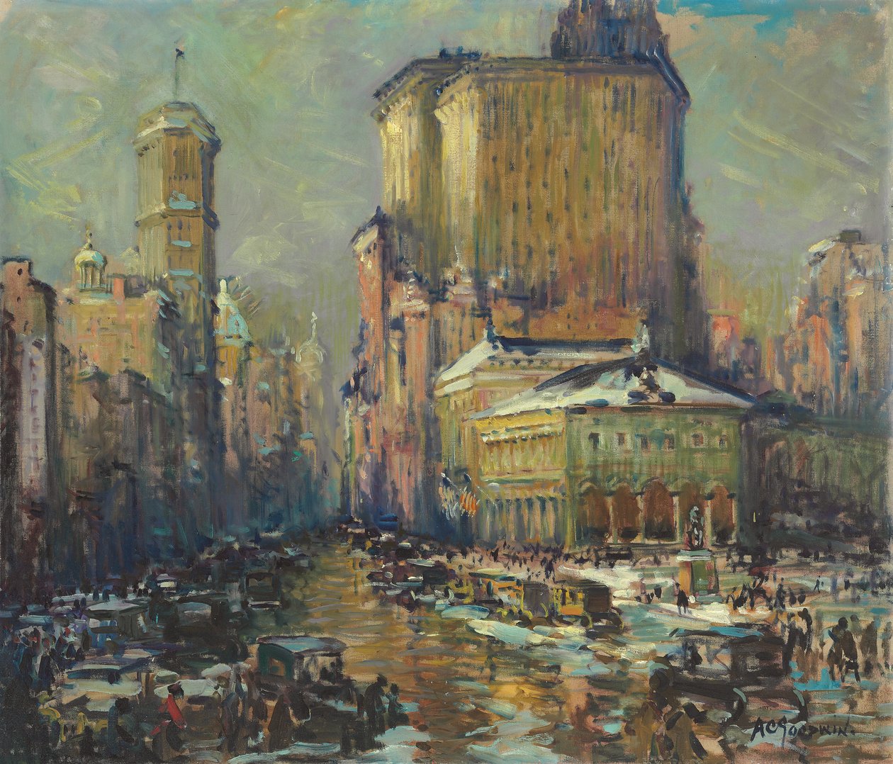 Herald Square, New York (olje på lerret) av Arthur Clifton Goodwin