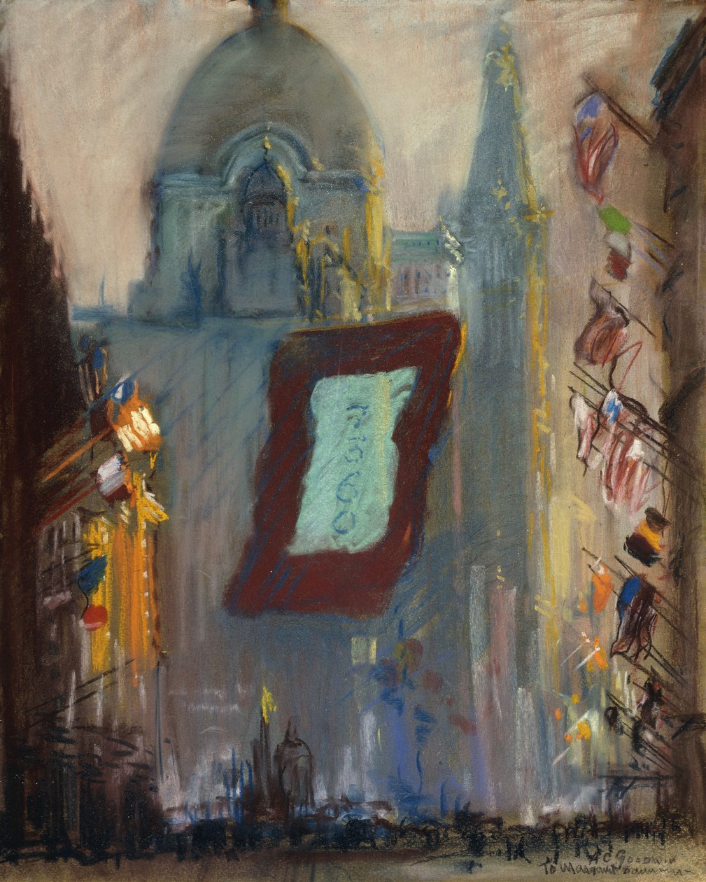 New York med flagg av Arthur Clifton Goodwin