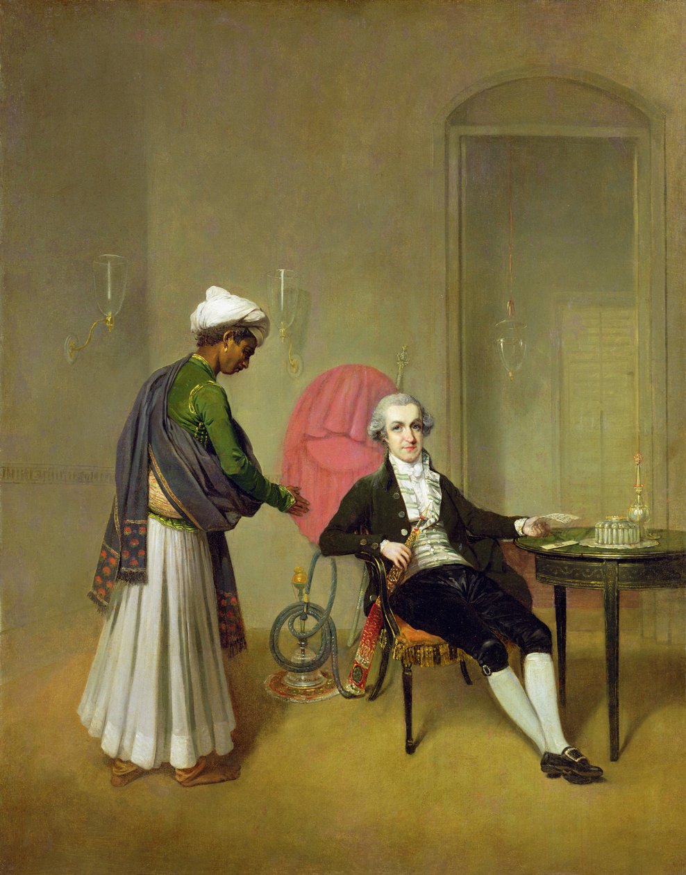 En gentleman, muligens William Hickey, og hans indiske tjener, ca. 1785 (olje på lerret) av Arthur Devis