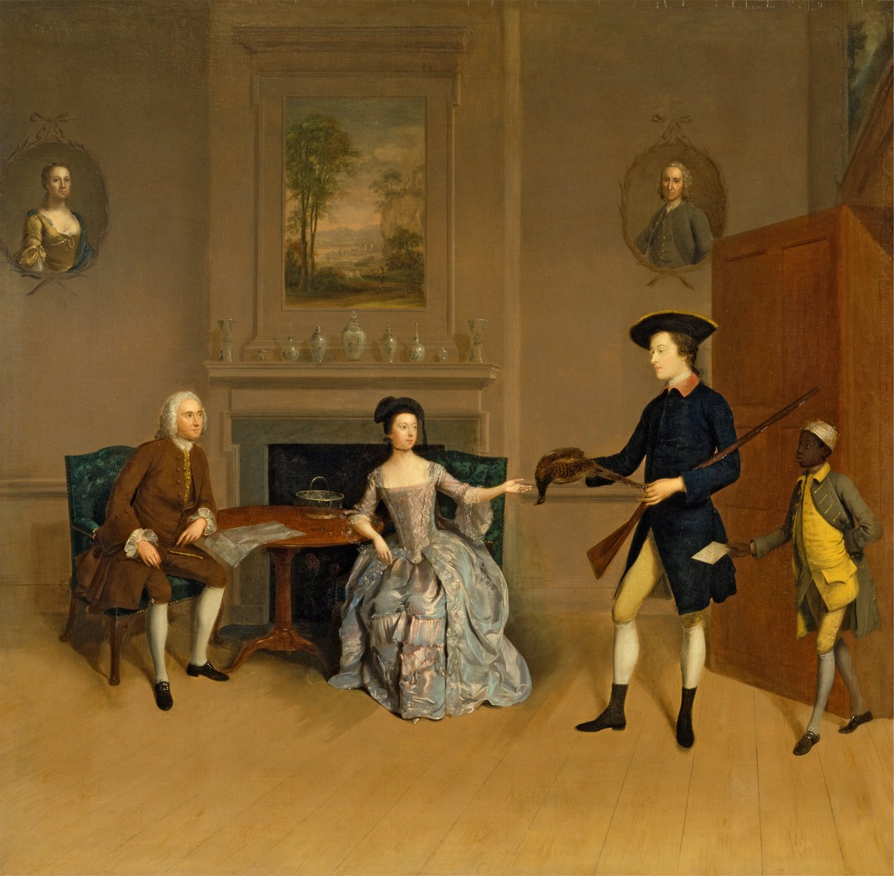 John Orde, hans kone, Anne, hans eldste sønn, William og en tjener av Arthur Devis
