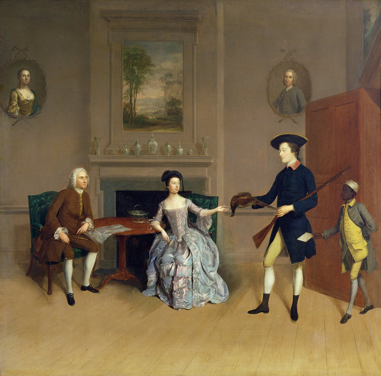 John Orde, med sin kone Anne, og hans eldste sønn, William, av Morpeth, Northumberland, ca. 1754-56 av Arthur Devis