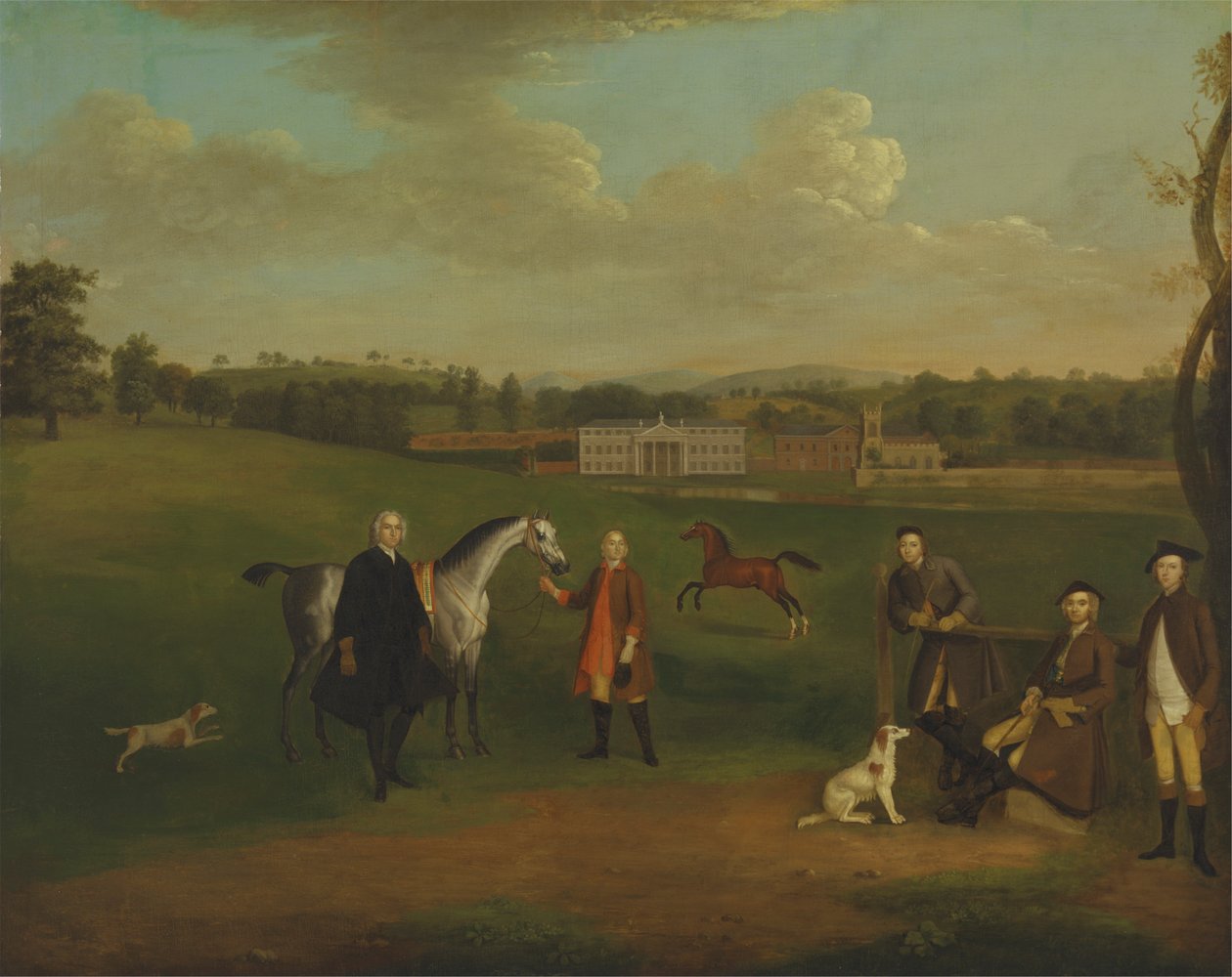 Lekk Okeover, pastor John Allen og kaptein Chester i Okeover Hall, Staffordshire av Arthur Devis