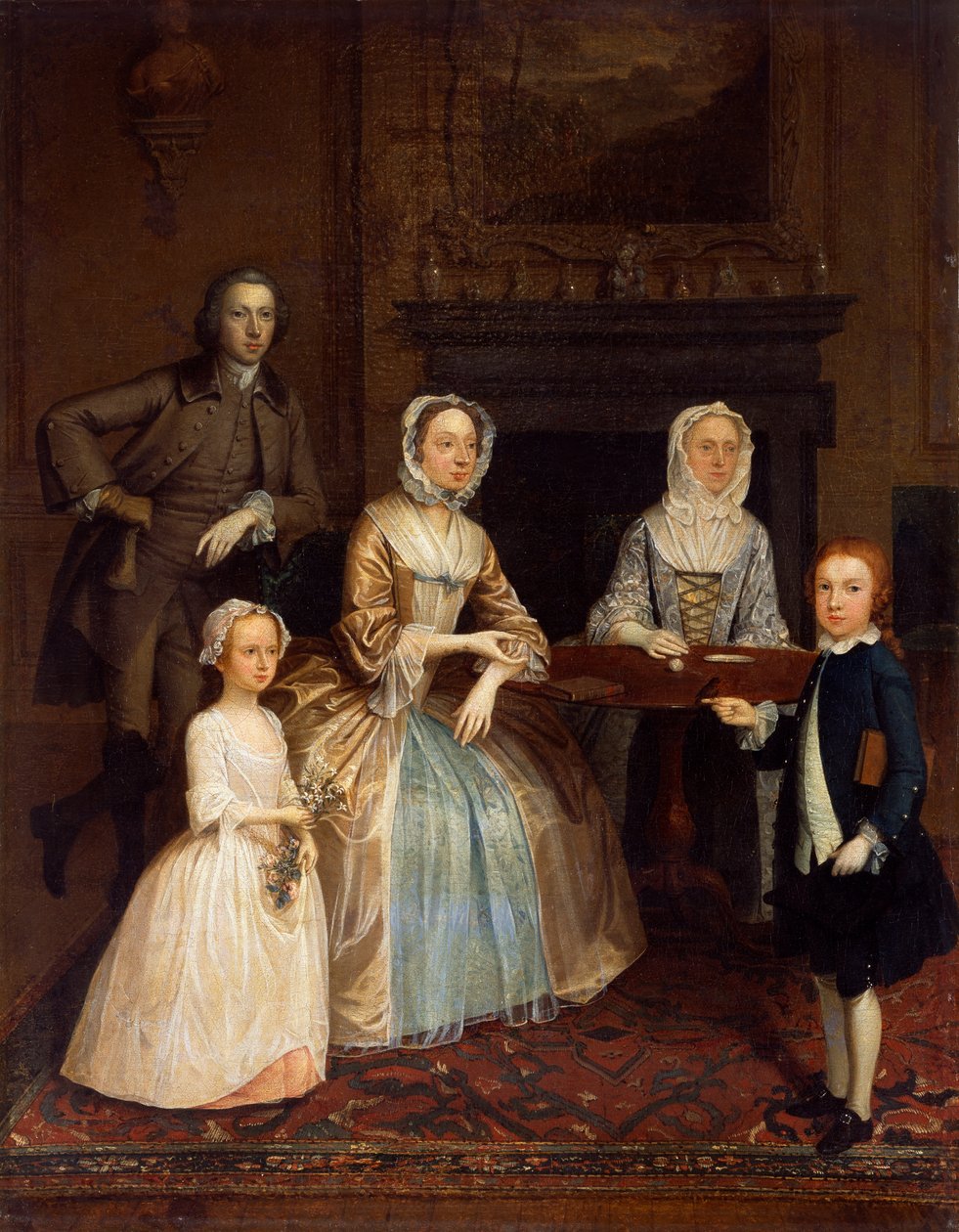 Herr og fru Richard Bull og familie, 1730-80 av Arthur Devis