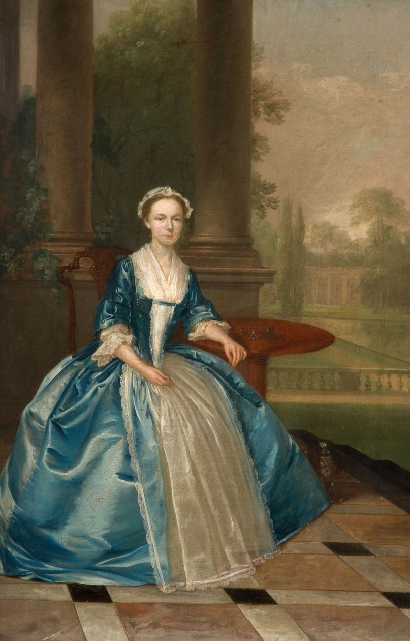 Portrett av en kvinne i lyseblått, 1785. av Arthur Devis