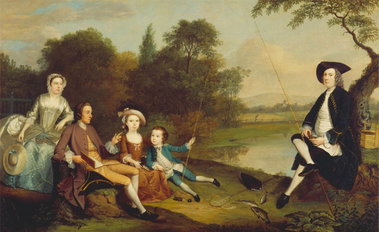 Portrett av en familie, tradisjonelt kjent som Swaine-familien i Fencroft, Cambridgeshire av Arthur Devis