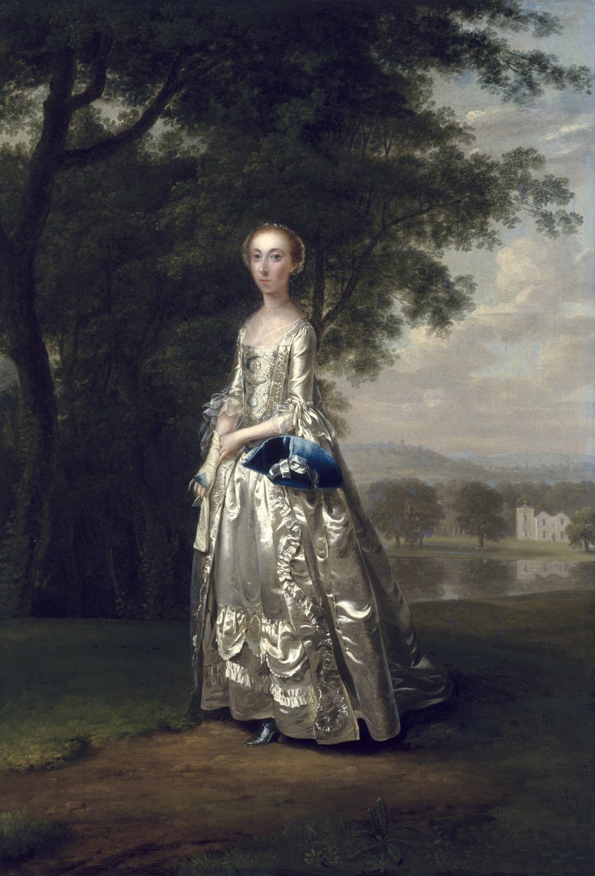 Portrett av en dame i et landskap, 1750 av Arthur Devis
