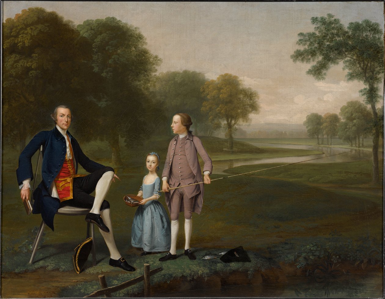 Richard Moreton, Esq. fra Tackley med sin nevø og niese John og Susanna Weyland av Arthur Devis