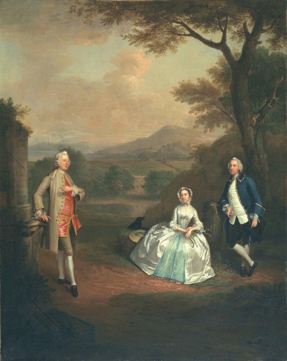 Sir George Lyttelton, Bart., med oberstløytnant Richard Lyttelton, og Rachel, hertuginne av Bridgewater, 1748 av Arthur Devis