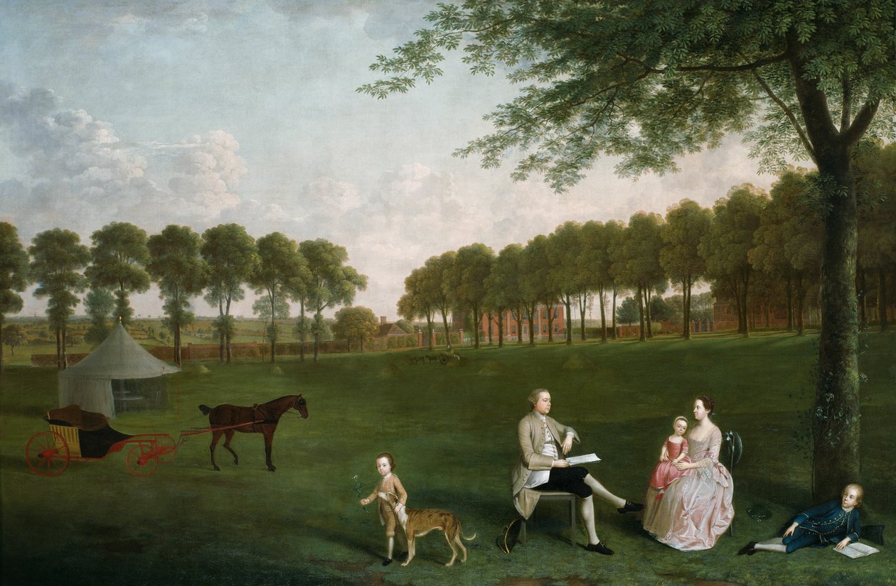 Sir John Shaw og hans familie i parken på Eltham Lodge, Kent av Arthur Devis