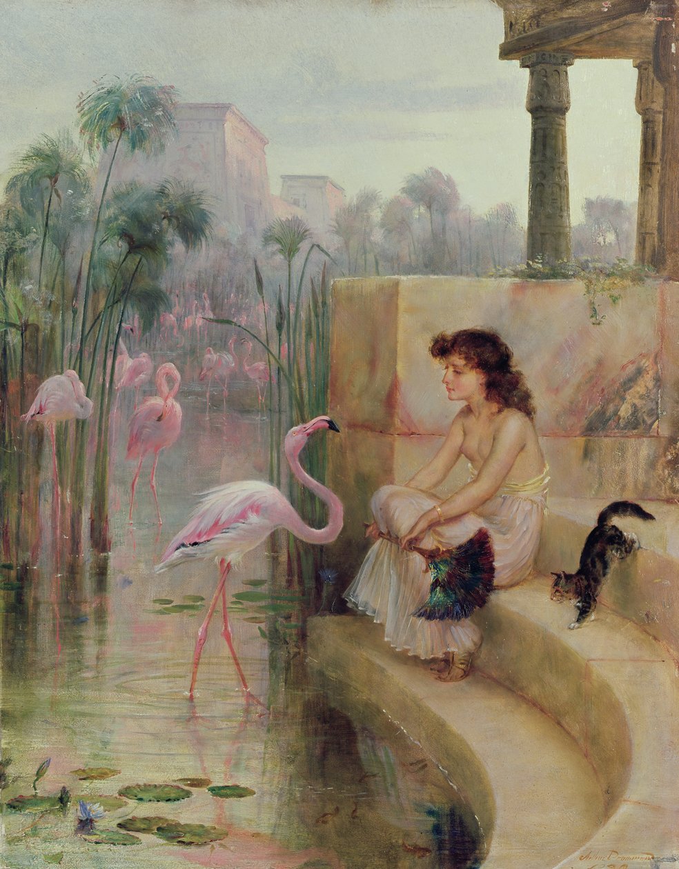 En jente med flamingoer av Arthur Drummond