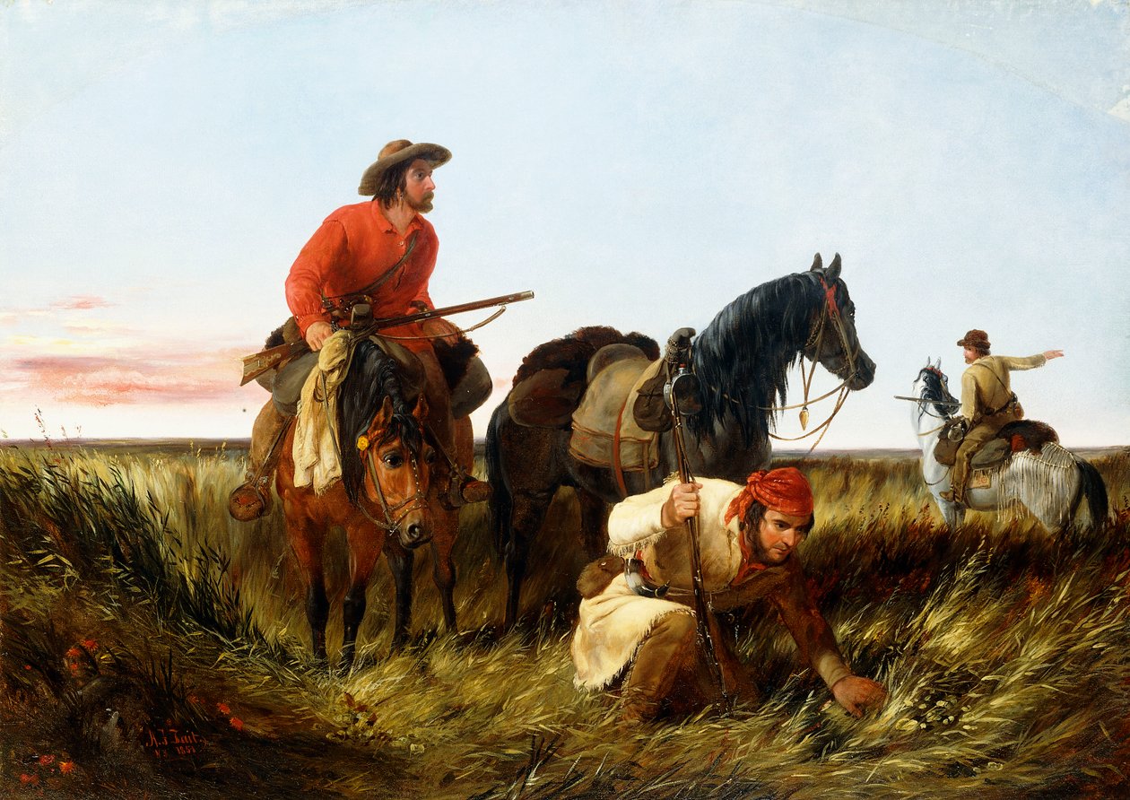Fangstmenn som følger stien: At Fault, 1851 av Arthur Fitzwilliam Tait