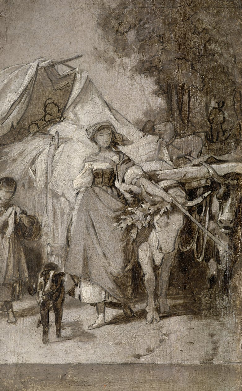To grisailles til "Hermann og Dorothea" av Arthur Georg Freiherr von Ramberg
