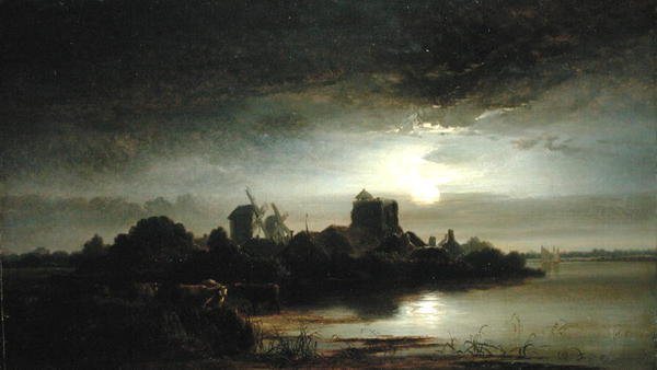 En landsby ved måneskinn av Arthur Gilbert