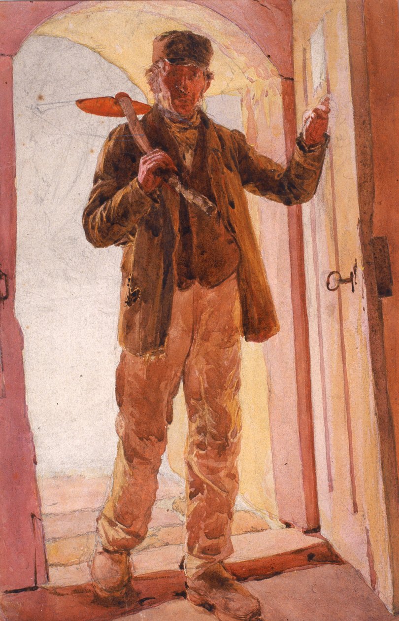 Arbeideren (blyant og akvarell på papir (om bord)) av Arthur Hardwick Marsh