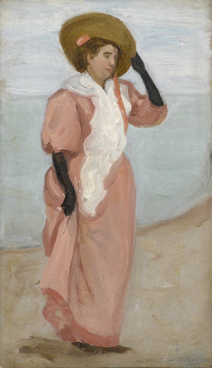 A Lady by the Sea, (A Sudden Gust of Wind), ca. 1895 av Arthur Haythorne Studd
