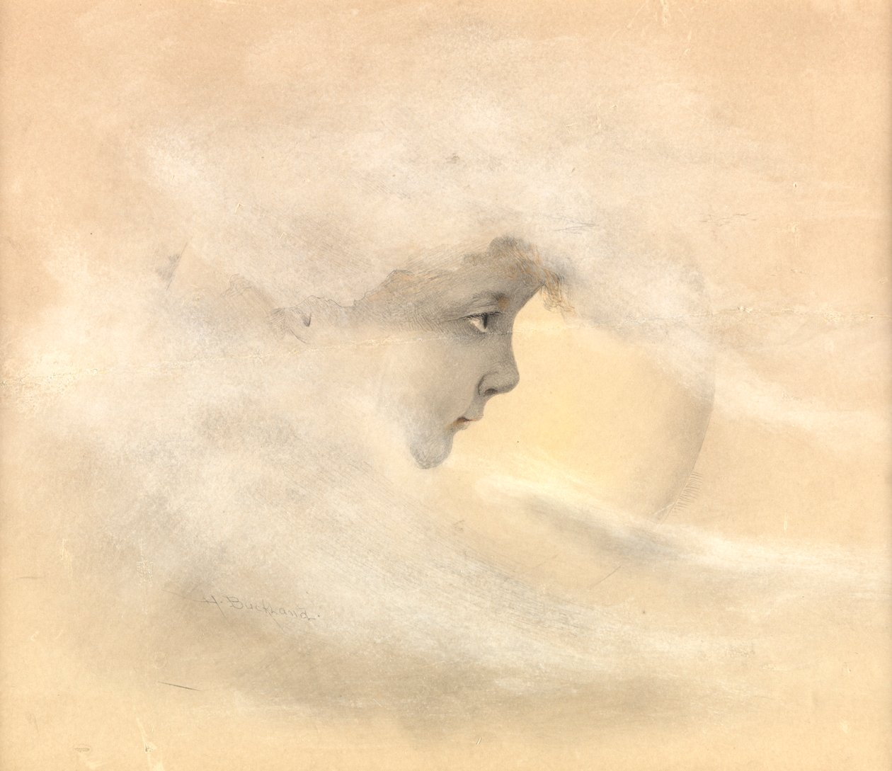 Peter Pan, eller Boy in the Moon, ca. 1910 (blyant, penn og blekk, wc på papir) av Arthur Herbert Buckland
