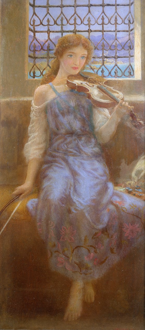 Jente med fiolin av Arthur Hughes