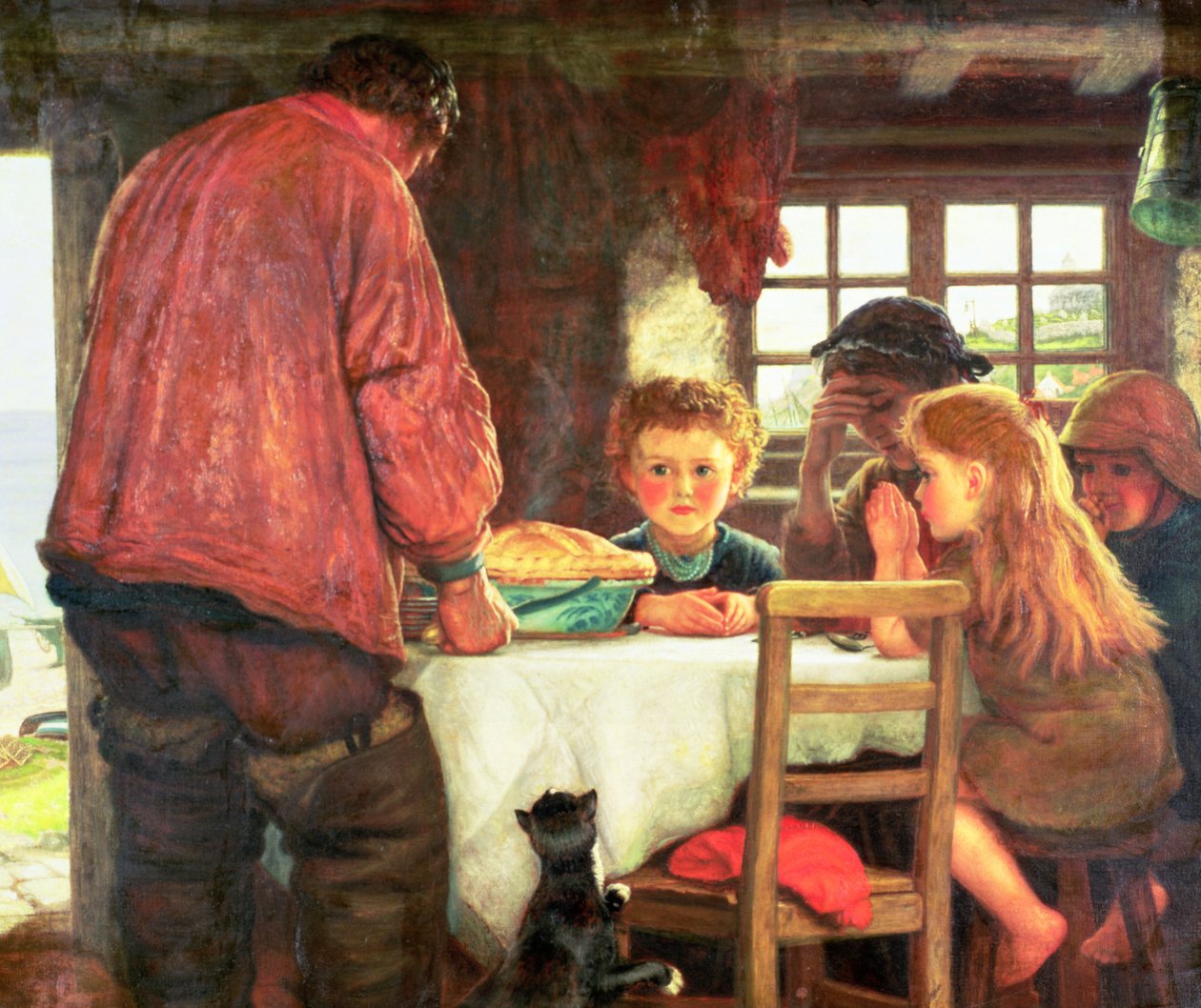 Saying Grace eller The Skipper and his Crew av Arthur Hughes