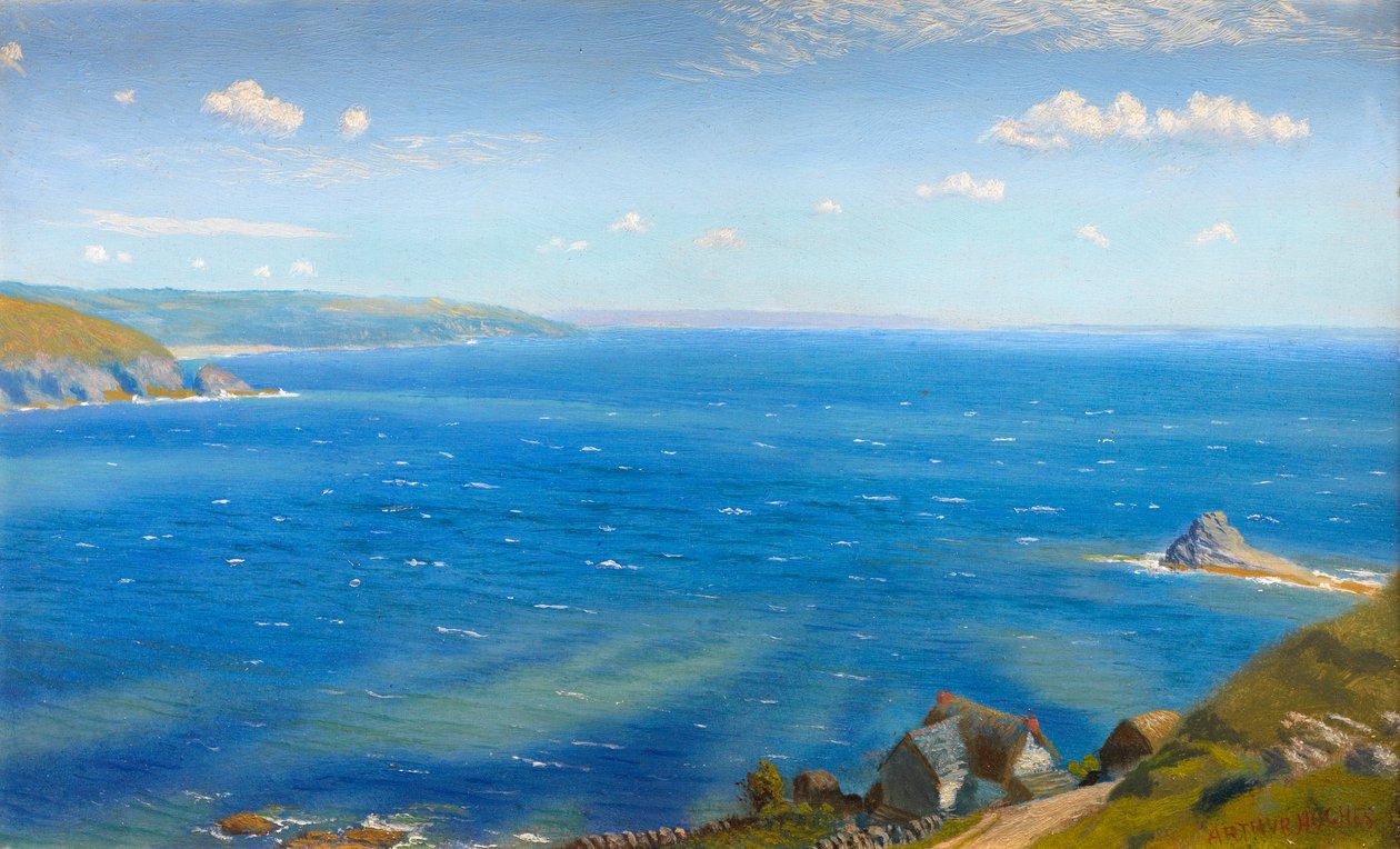 Studie for Hannafore, West Looe (olje om bord) av Arthur Hughes