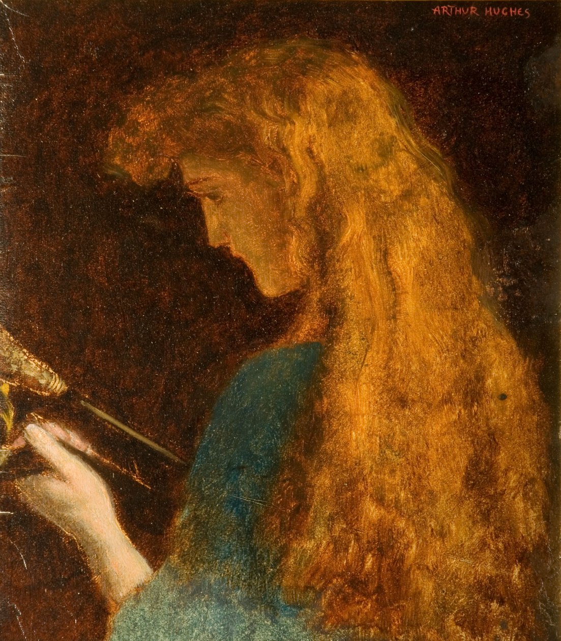 Studie av et jentehode av Arthur Hughes