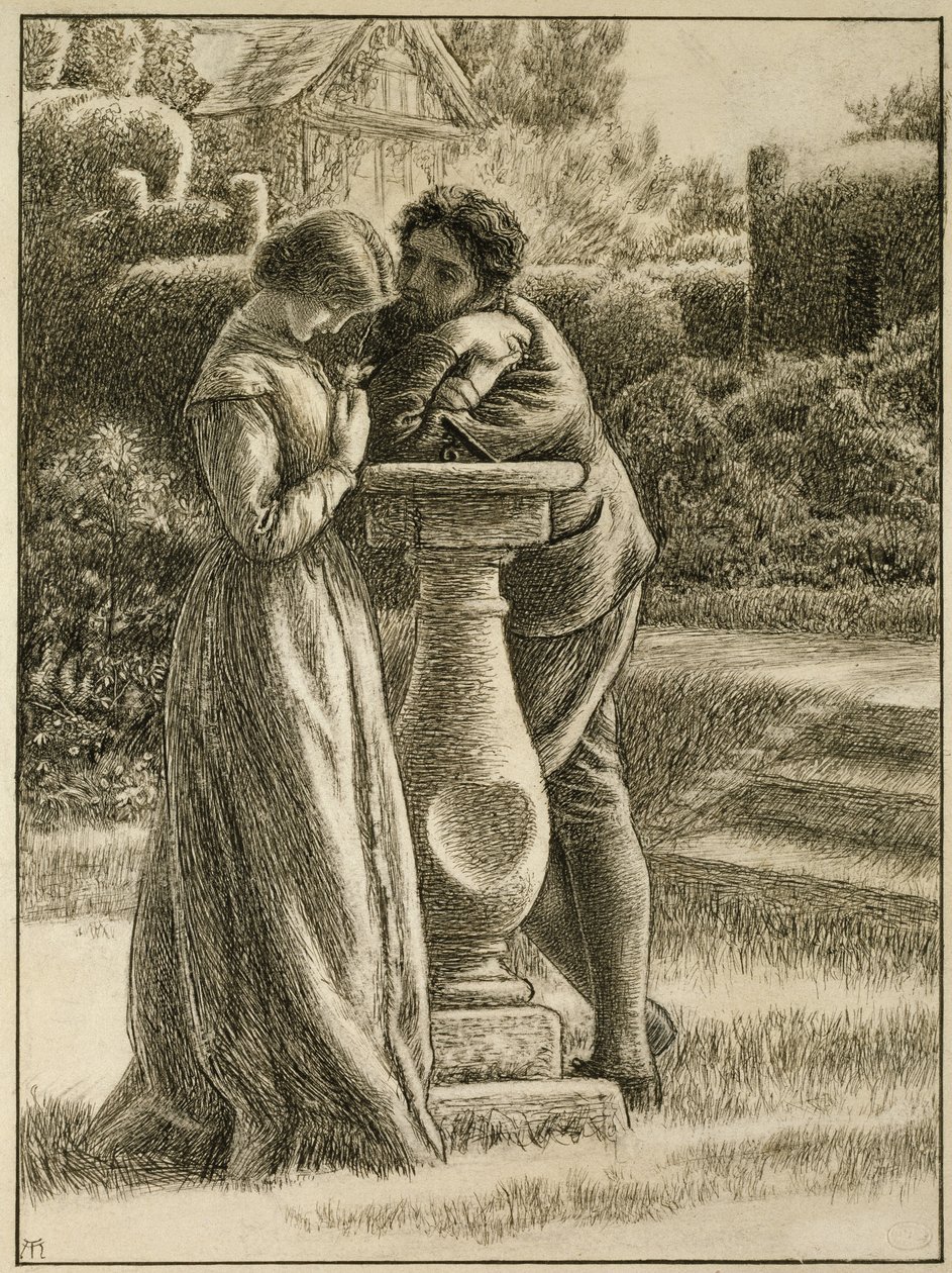 The Dial, 1800-tallet (penn og blekk på papir) av Arthur Hughes