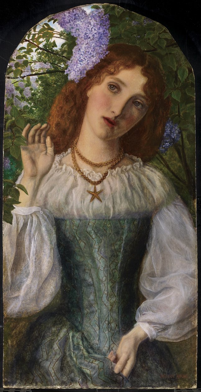 Damen med syrinene, 1863 av Arthur Hughes