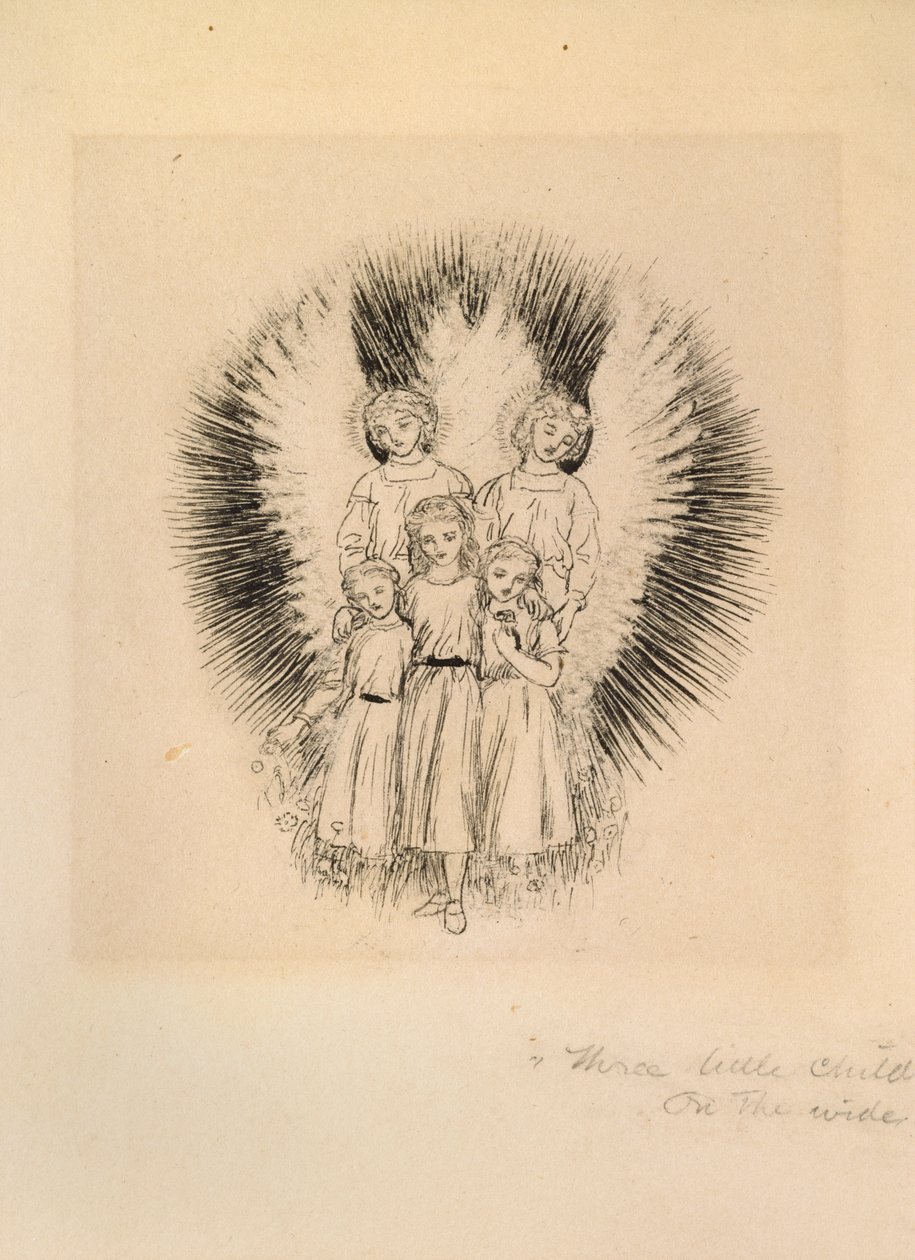Tre små barn på den brede brede jorden, slutten av 1800-tallet av Arthur Hughes