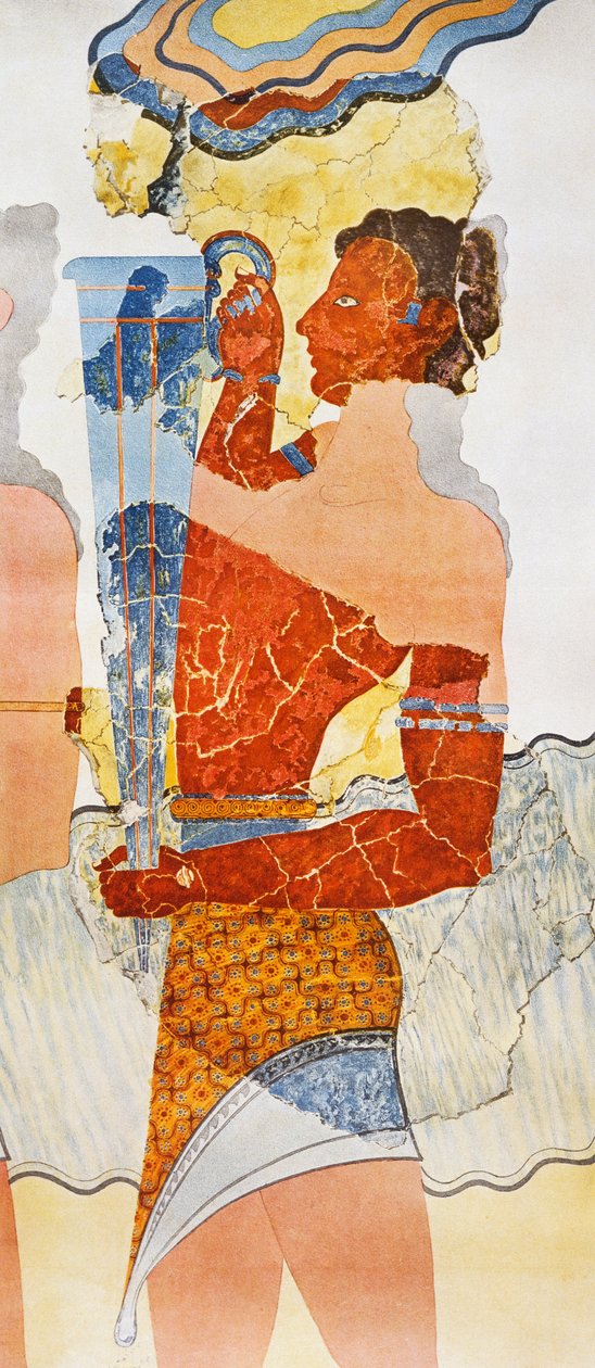 Reproduksjon av freskomaleri som viser munnskjell, hentet fra Palace of Minos på Knossos av Arthur John Evans