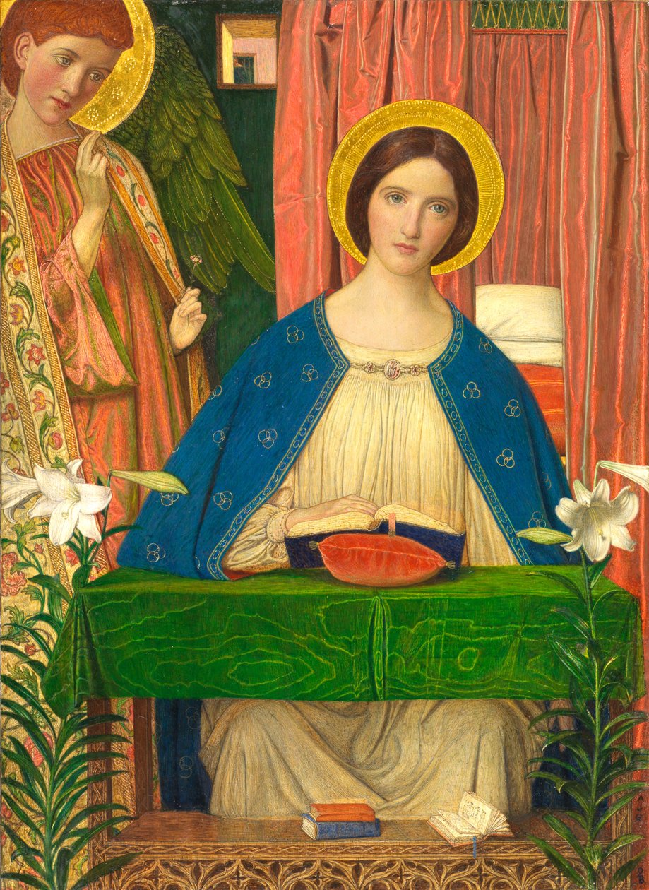 Bebudelsen (tempera med bladgull på forhøyet gesso med verktøy på trepanel) av Arthur Joseph Gaskin
