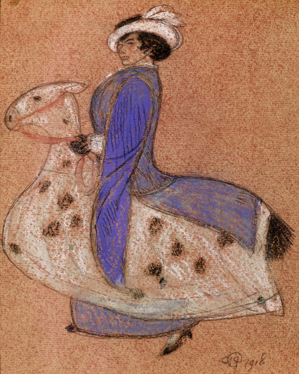 Pantomime-hesten, 1918 (kritt på papir) av Arthur Joseph Gaskin