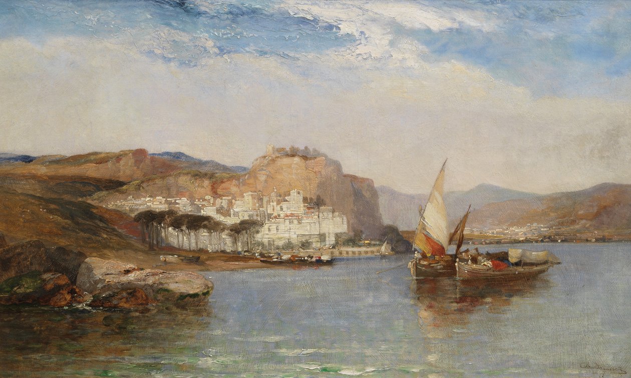 Nær Amalfi, Salernobukta, Italia, 1877 av Arthur Joseph Meadows