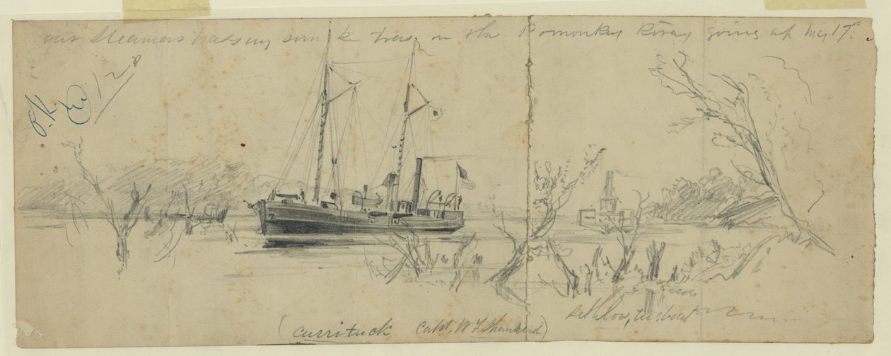 Våre Steamers passerer sunkne trær i Pomonkey River av Arthur Lumley