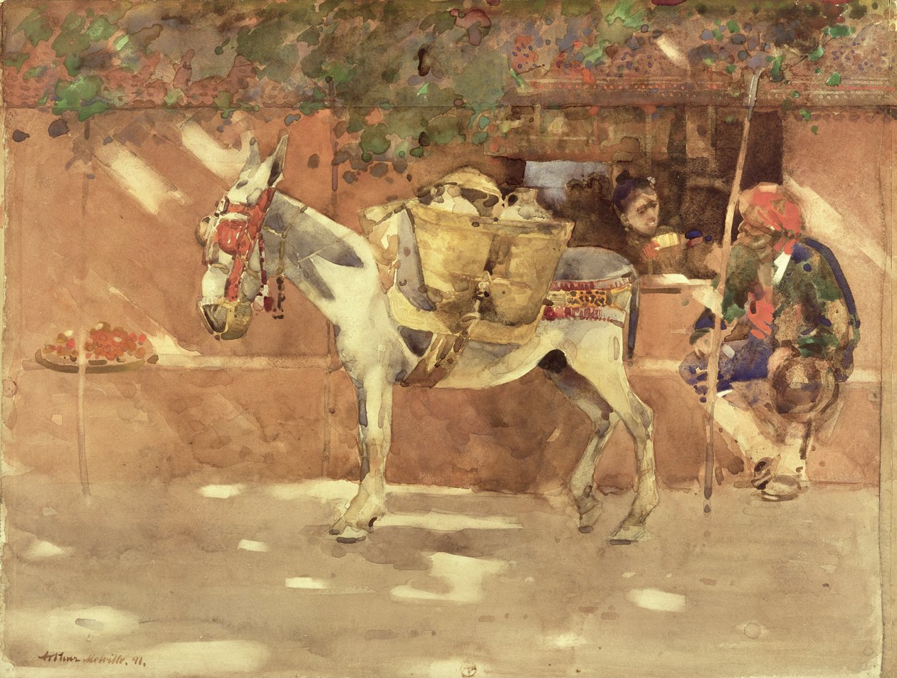 A Byway in Granada, 1891 (wc på papir) av Arthur Melville