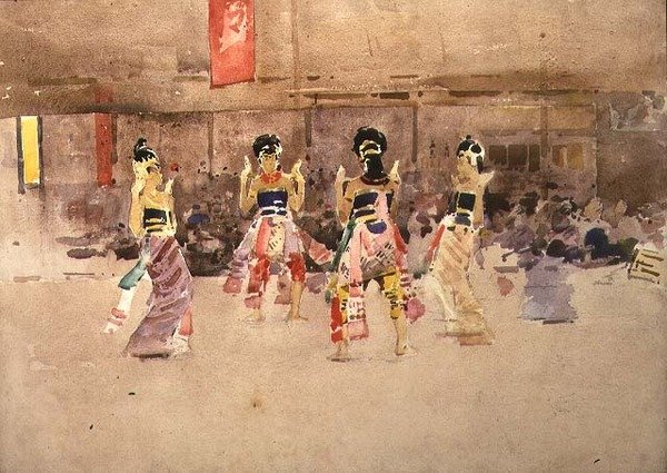 Javanesiske dansere (akvarell på papir) av Arthur Melville
