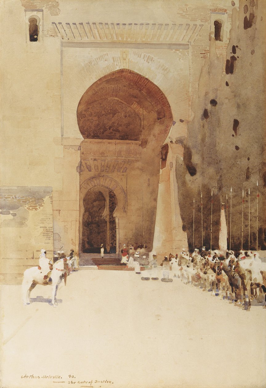 The Gates of Justice, 1890 (wc på papir) av Arthur Melville