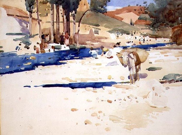 Vaskekvinner på Darro (akvarell) av Arthur Melville