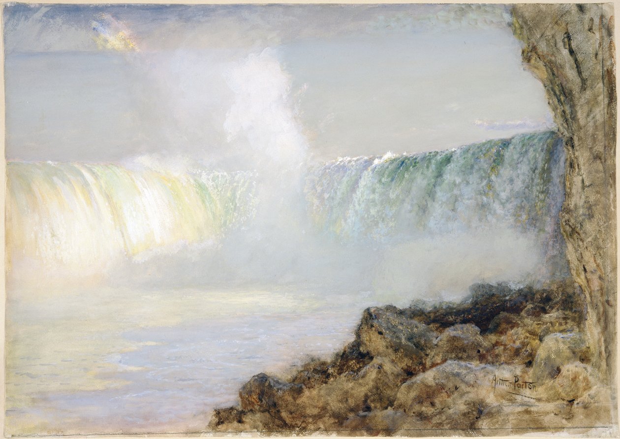 Niagara Falls (wc på papir montert på ragboard) av Arthur Parton