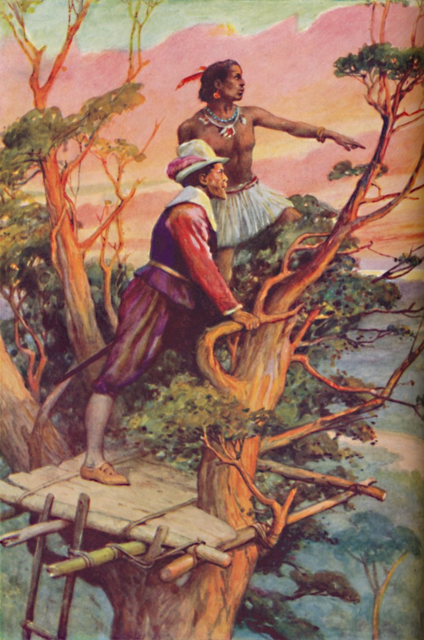 Sir Francis Drake - Den første engelskmannen som så Stillehavet, c1925 av Arthur Percy Dixon