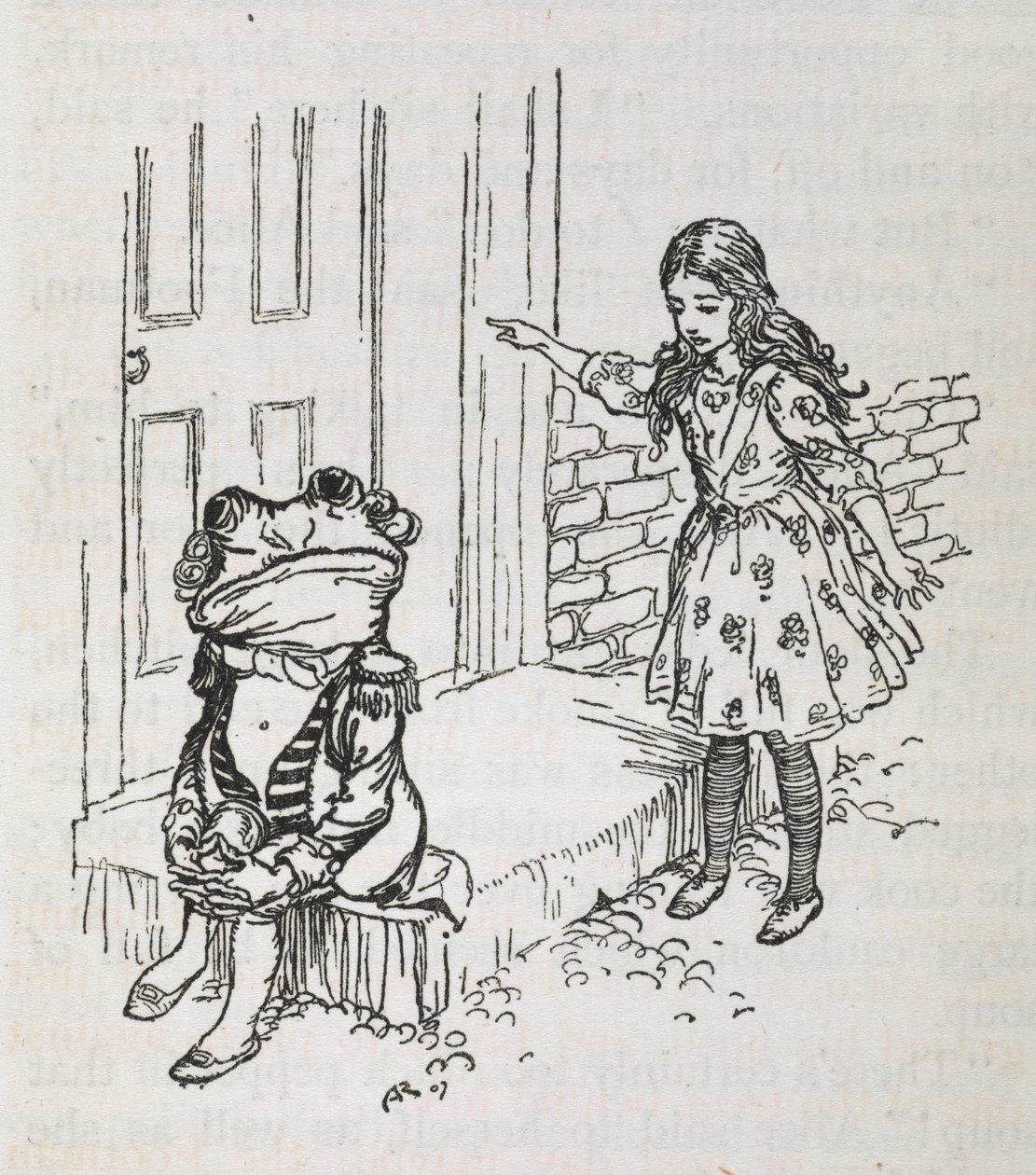 Alice og en frosk kledd ut som en fotgjenger av Arthur Rackham