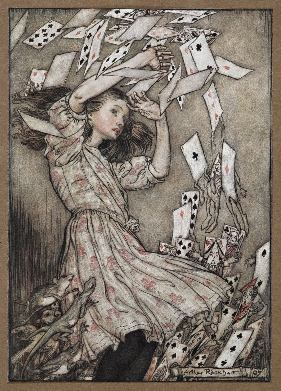 Alice og den fallende kortpakken av Arthur Rackham
