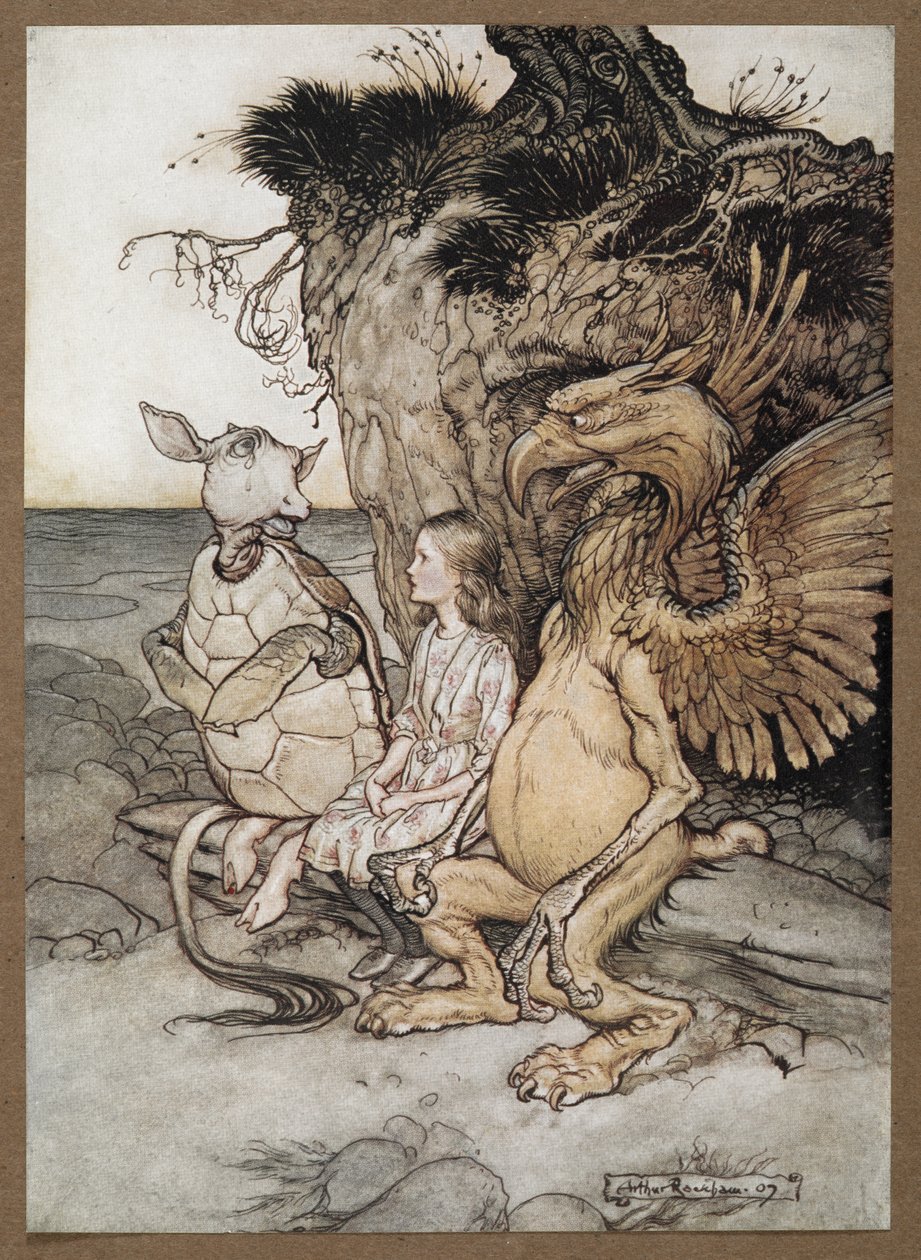 Alice med Gryphon and the Mock Turtle av Arthur Rackham