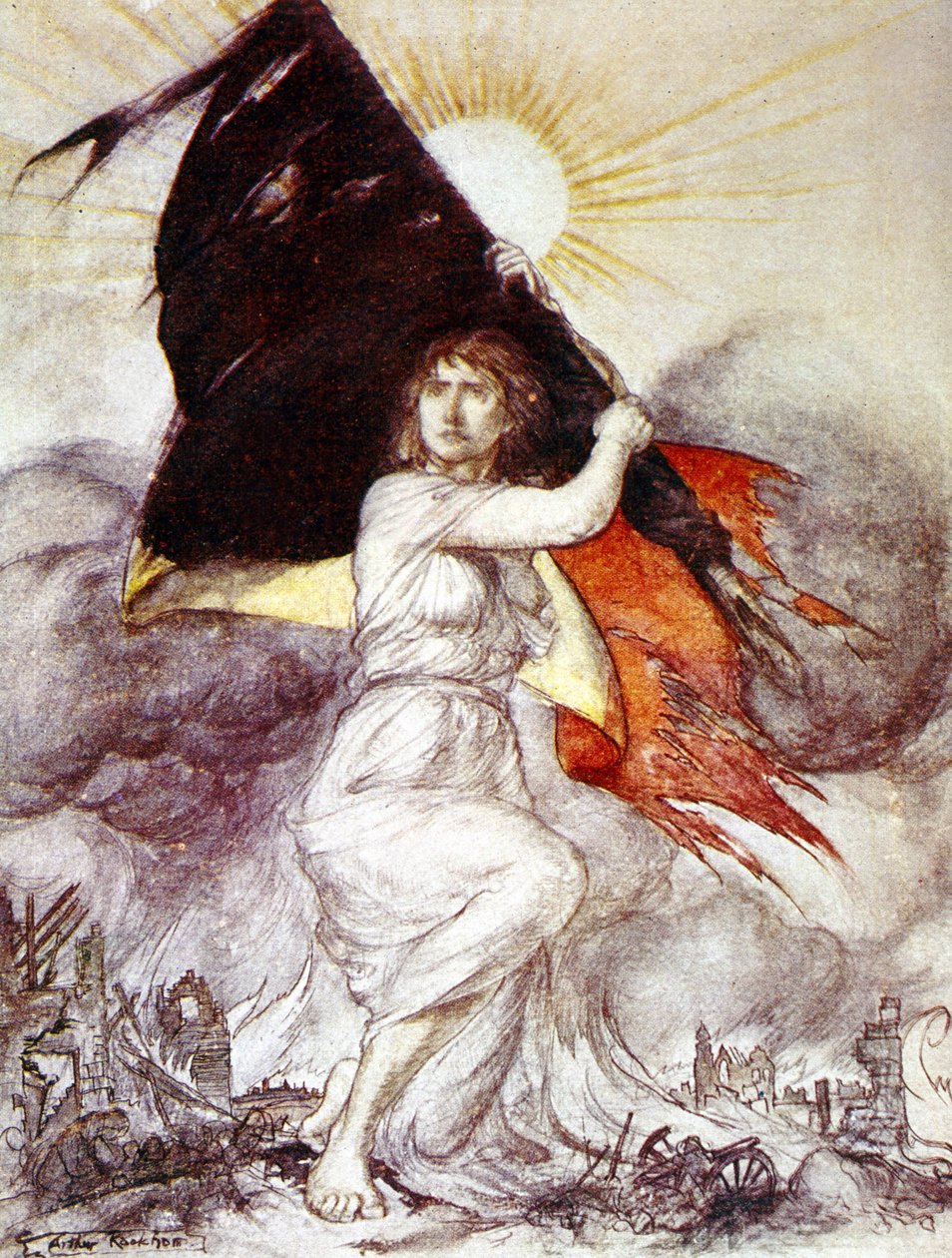 Allegory of Belgium under WW1, tegning av Arthur Rackham av Arthur Rackham