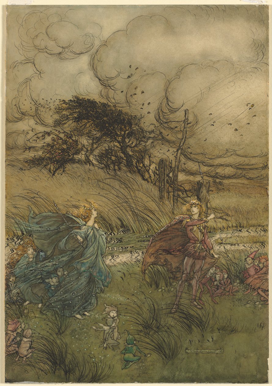 "Og nå møtes de aldri i lund eller grønt," fra akt 2, scene 1 av A Midsummer Night
