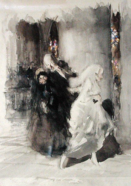 I bryllupet (akvarell på papir) av Arthur Rackham